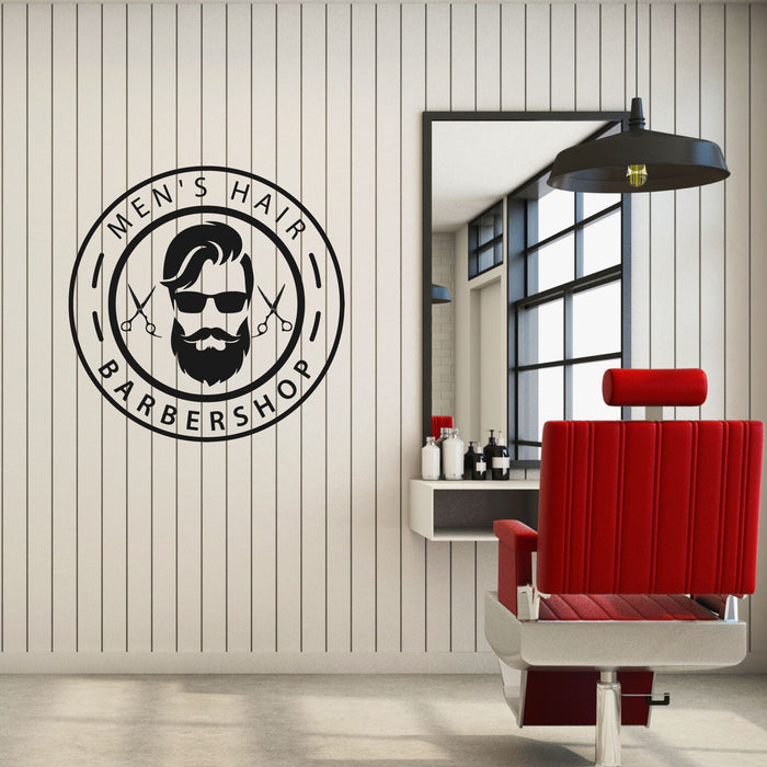 Men`s Hair Vinyl Wall Decal Barber Shop Scissors Tools Beard Stickers Mural (k232)
