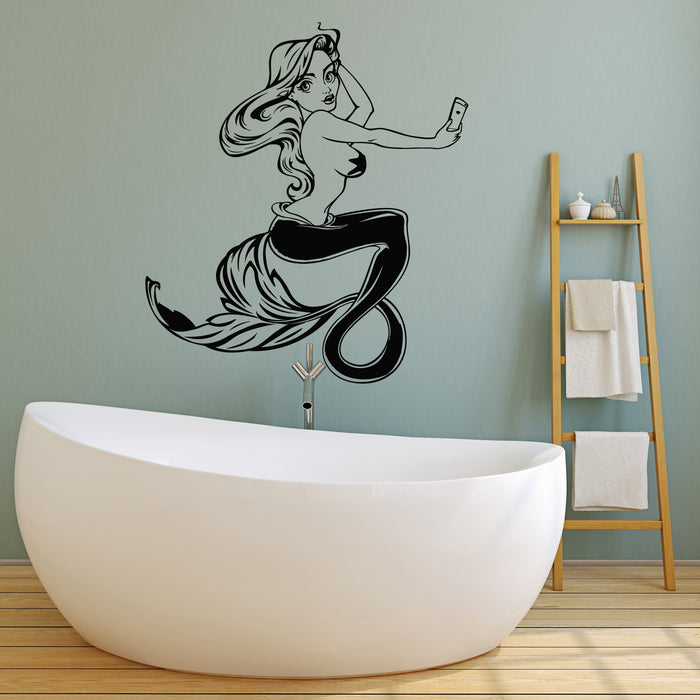 Vinyl Wall Decal Mermaid Marine Design Beauty Selfie Myth Girl Room Stickers Mural (g1872)