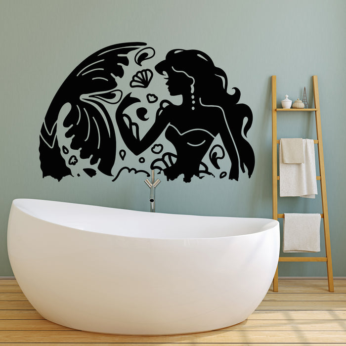 Vinyl Wall Decal Fantasty Mermaid Myth Girl Marine Bathroom Stickers Mural (g2652)
