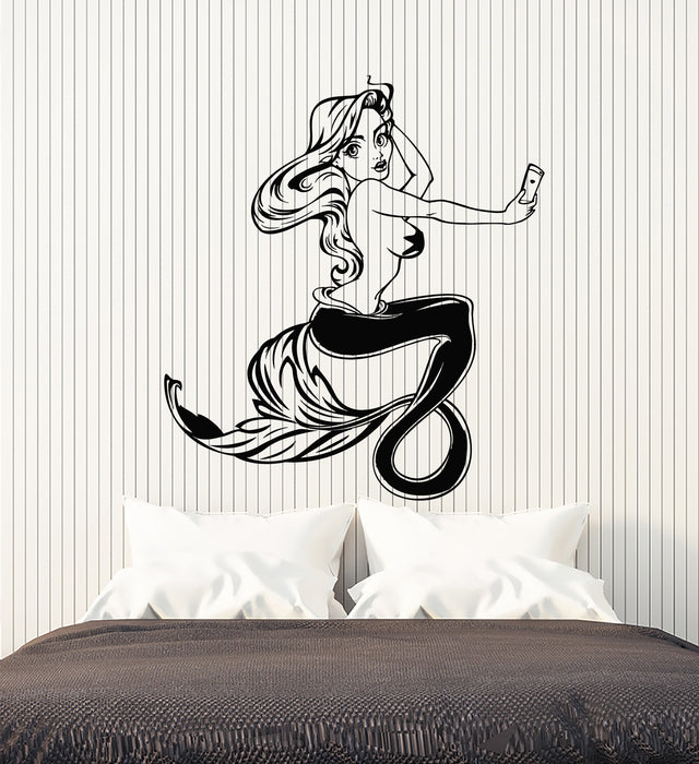 Vinyl Wall Decal Mermaid Marine Design Beauty Selfie Myth Girl Room Stickers Mural (g1872)