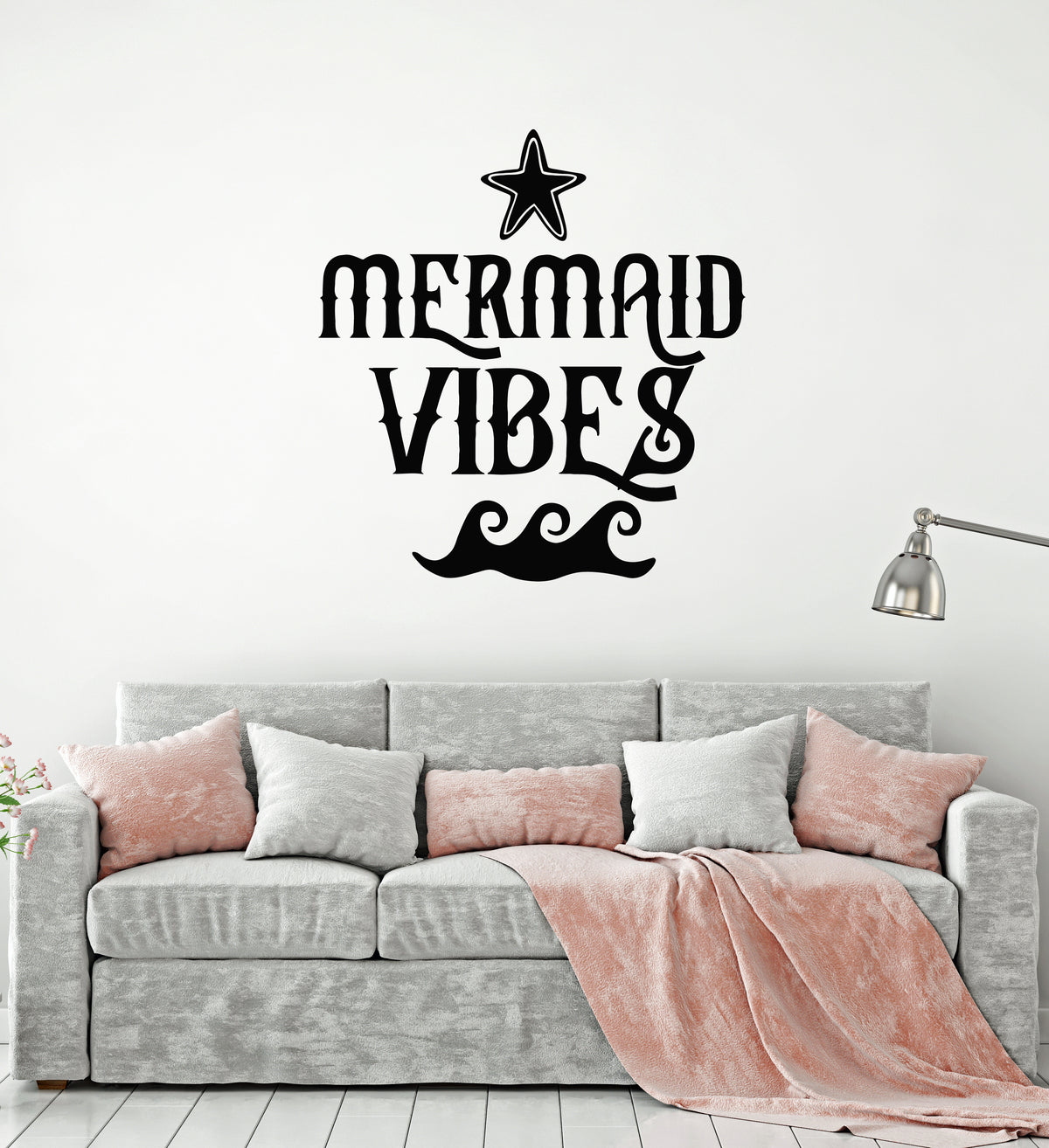Vinyl Wall Decal Phrase Mermaid Vibes Decor Ocean Wave Stickers Mural ...