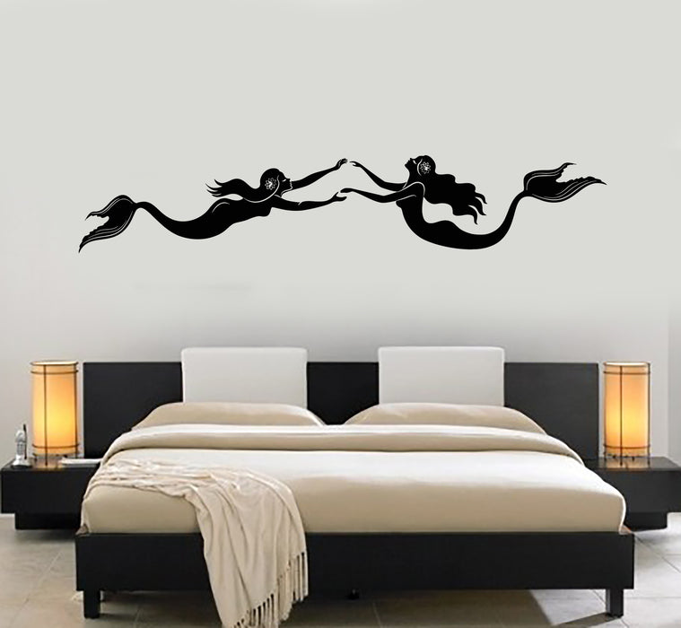 Vinyl Wall Decal Girl Room Myth Beauty Couple Mermaids Stickers Mural (g3775)