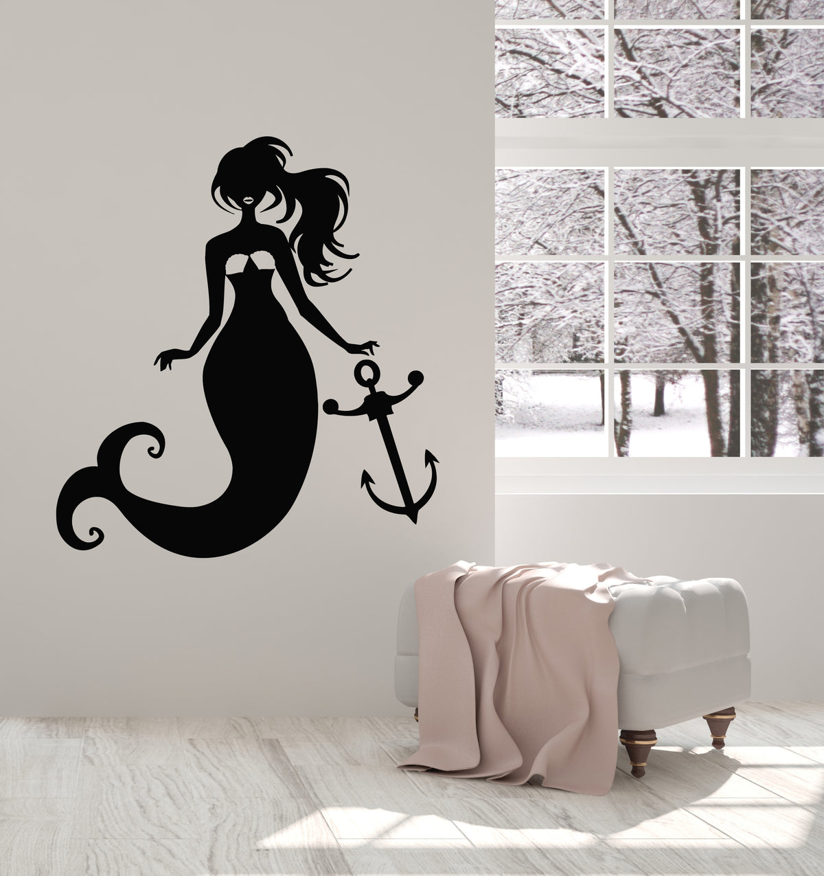 Vinyl Wall Decal Mermaid Anchor Sea Ocean Marine Style Stickers Mural ...