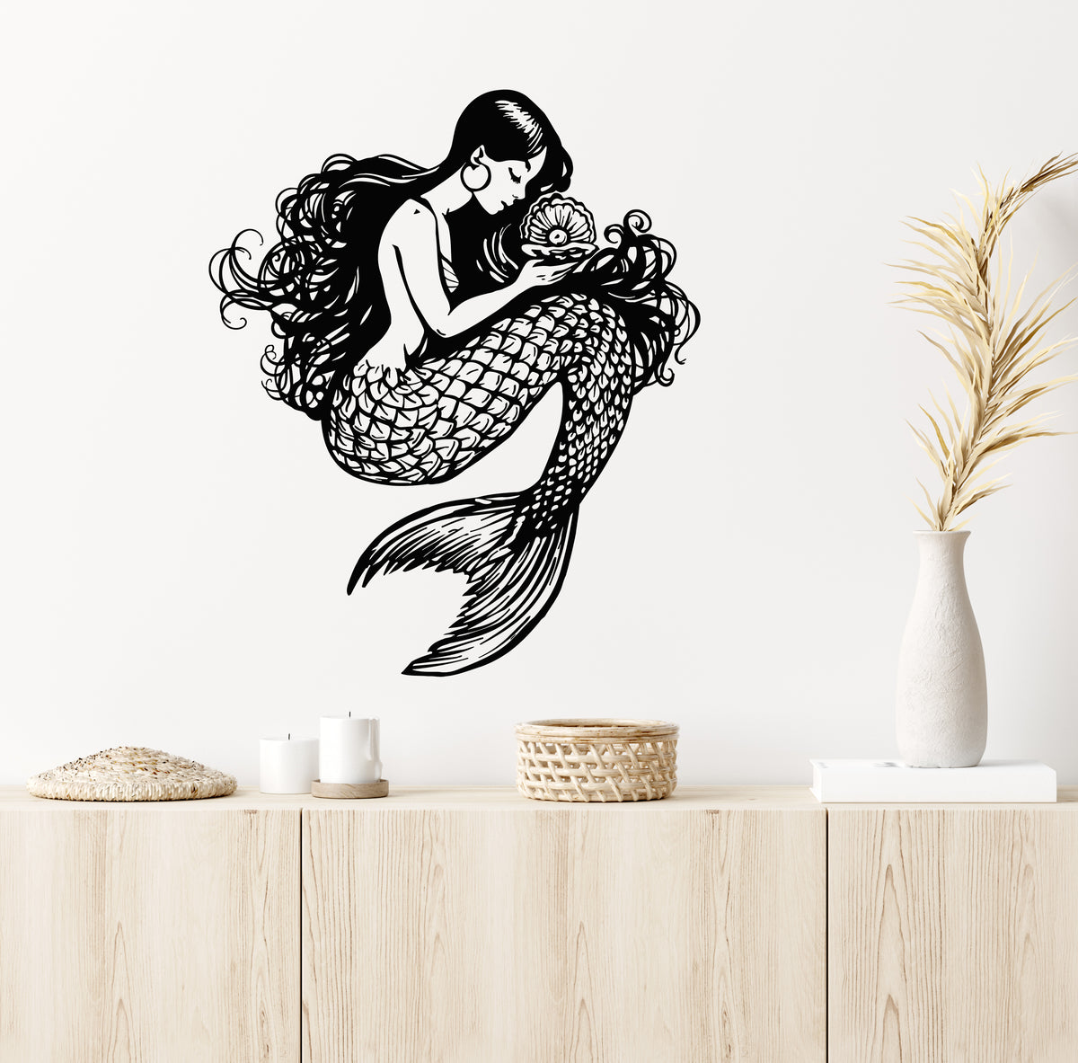 Vinyl Wall Decal Girl Teen Room Mermaid Decor For Bedroom Ocean Sea St ...