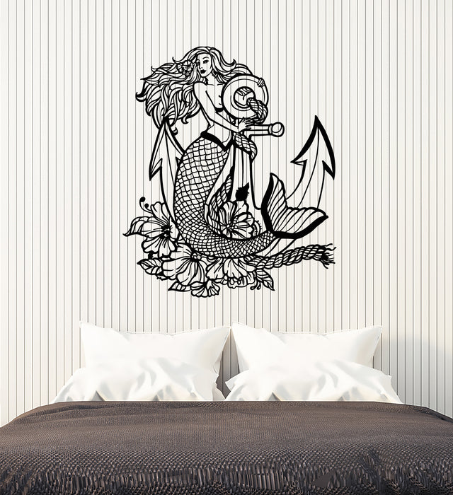 Vinyl Wall Decal Sexy Mermaid Fantasy Marine Girl Anchor Stickers Mural (g4133)