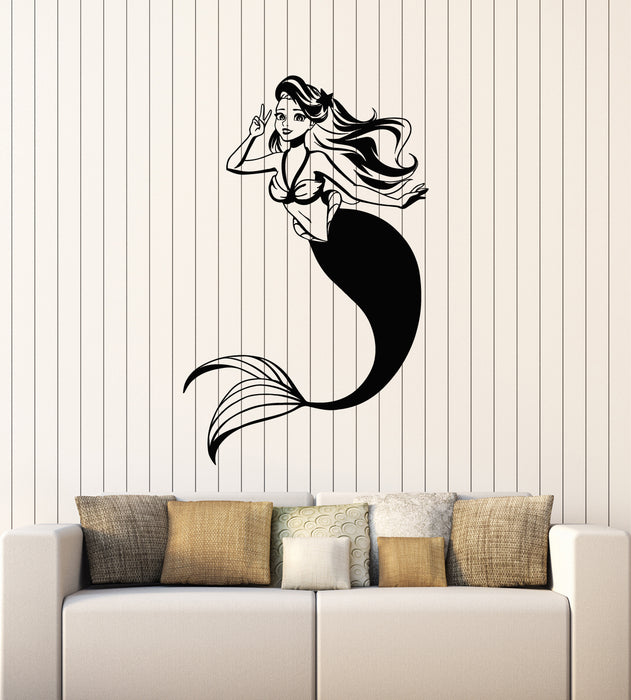 Vinyl Wall Decal Girl Teen Room Myth Beauty Mermaid Marine Stickers Mural (g3210)