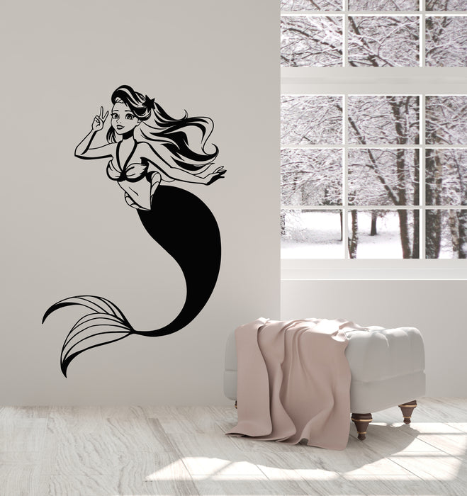 Vinyl Wall Decal Girl Teen Room Myth Beauty Mermaid Marine Stickers Mural (g3210)