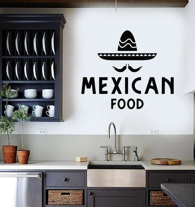 Vinyl Wall Decal Mexican Fast Food Sombrero Spicy Kitchen Stickers Mural (g3097)