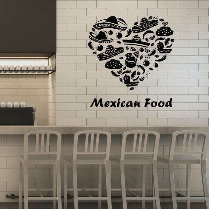 Vinyl Wall Decal Mexican Food Love Heart Shape Cuisine Interior Stickers Mural (g8287)