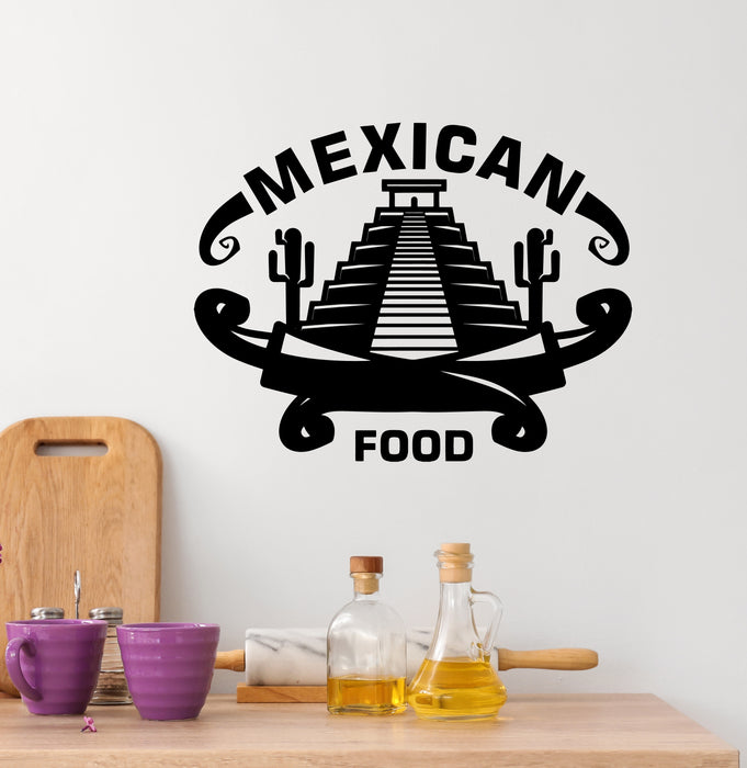 Mexican Food Vinyl Wall Decal Lettering Cactus Mayan Pyramid Stickers Mural (k273)