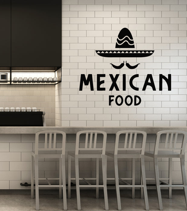 Vinyl Wall Decal Mexican Fast Food Sombrero Spicy Kitchen Stickers Mural (g3097)