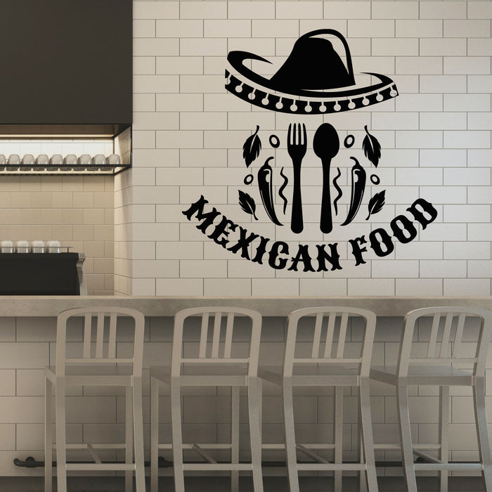 Mexican Food Wall Vinyl Decal Chili Cutlery Sombrero Stickers Mural (k182)