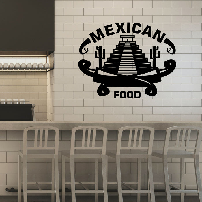 Mexican Food Vinyl Wall Decal Lettering Cactus Mayan Pyramid Stickers Mural (k273)