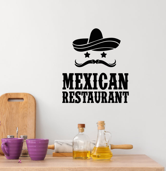 Vinyl Wall Decal Mexican Restaurant Sombrero Kitchen Cafe Stickers Mural (g6185)