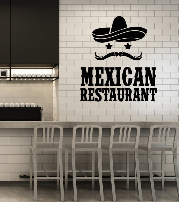 Vinyl Wall Decal Mexican Restaurant Sombrero Kitchen Cafe Stickers Mural (g6185)