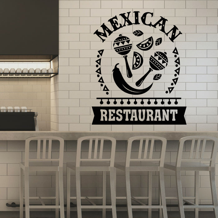 Mexican Restaurant Vinyl Wall Decal Decor for Kitchen Maraca Chilli Decor for Cafe Stickers Mural (k077)