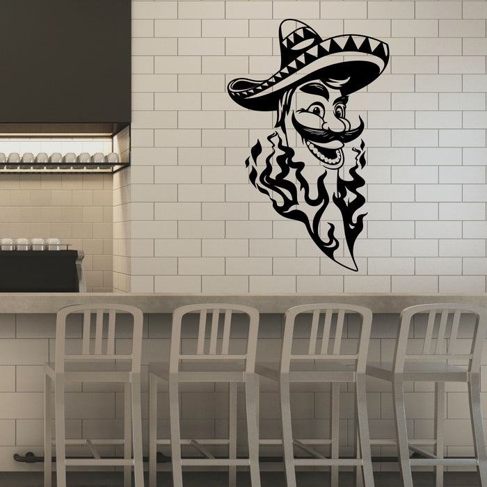 Mexican Vinyl Wall Decal Fire Mustache Sombrero Stickers Mural (k206)