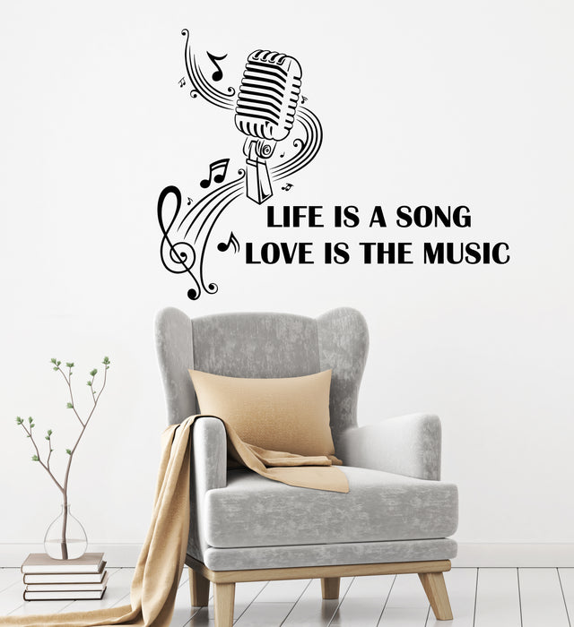 Vinyl Wall Decal Microphone Quote Music Musical Saying Inspirational Phrase Stickers Mural (ig6139)