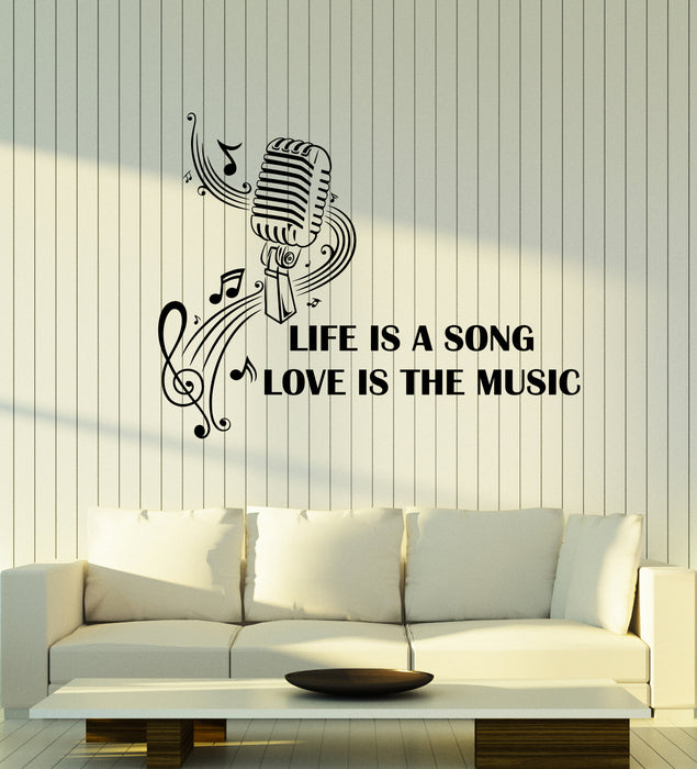 Vinyl Wall Decal Microphone Quote Music Musical Saying Inspirational Phrase Stickers Mural (ig6139)