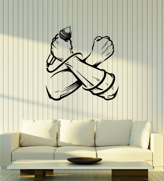 Vinyl Wall Decal Crossed Hands With Microphone Music Stickers Mural (g4644)