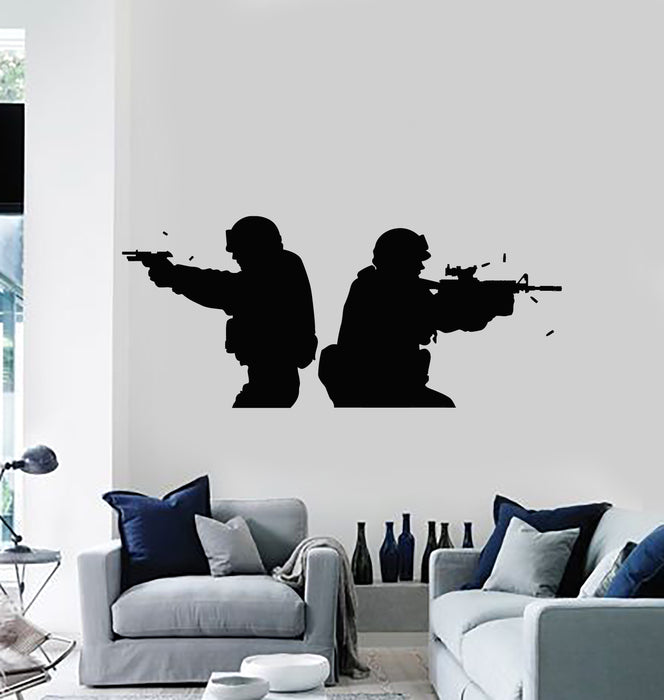 Vinyl Wall Decal American Soldiers Military Army Weapons Stickers Mural (g1438)