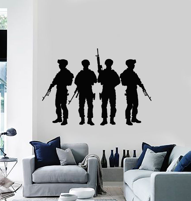 Vinyl Wall Decal Military Army Weapons Soldiers Man Cave Decor Stickers Mural (g1896)