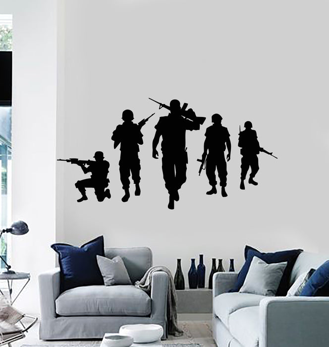 Vinyl Wall Decal Military Wartime War Silhouette American Soldiers Stickers Mural (g513)