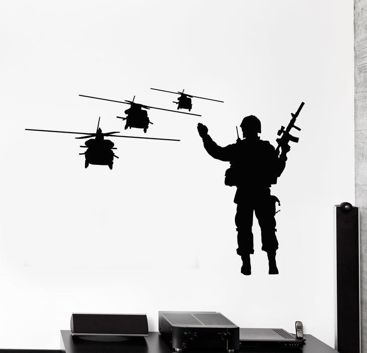 Vinyl Wall Decal Soldier Helicopters Aviation MIlitary Army Air Force Stickers Mural (g932)