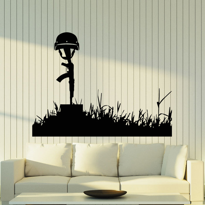 Vinyl Wall Decal Military Decor Remember Patriotic Honor Weapon Stickers Mural (g8202)