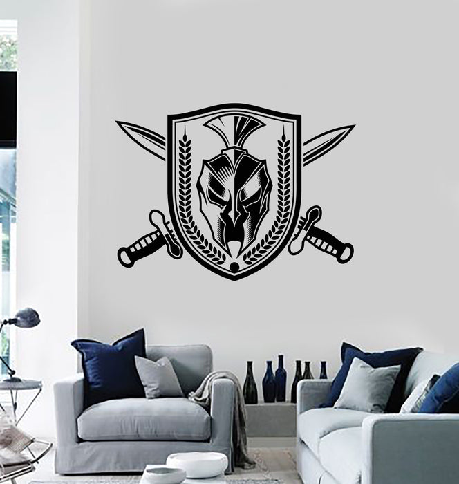 Vinyl Wall Decal Shield Sword Emblem Sparta Soldier Military Decor Stickers Mural (g3827)