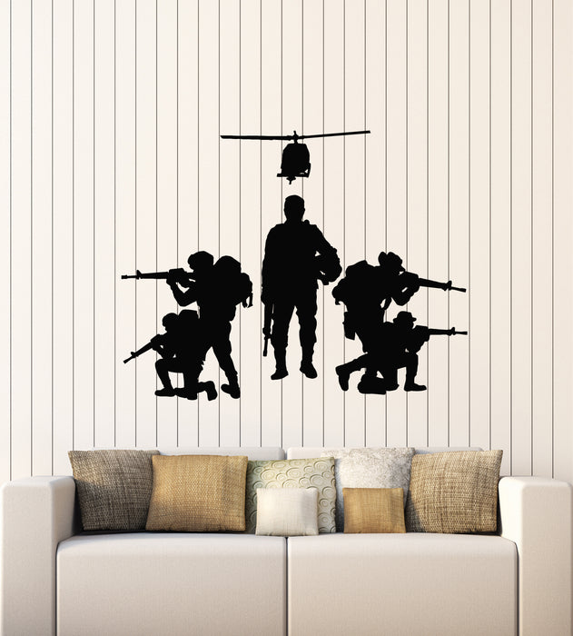 Vinyl Wall Decal Crowd Of Soldiers Special Force Military War Stickers Mural (g4524)