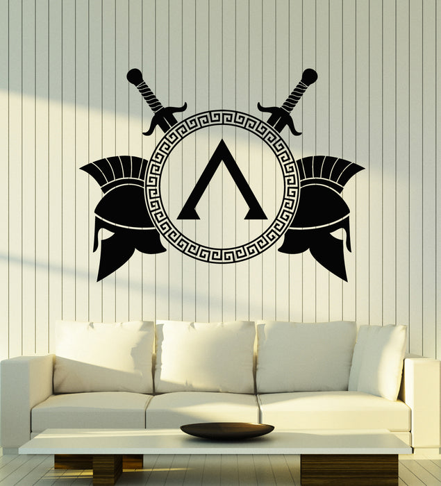 Vinyl Wall Decal Ancient Greece Spartan Shield Warriors Military Stickers Mural (g4978)