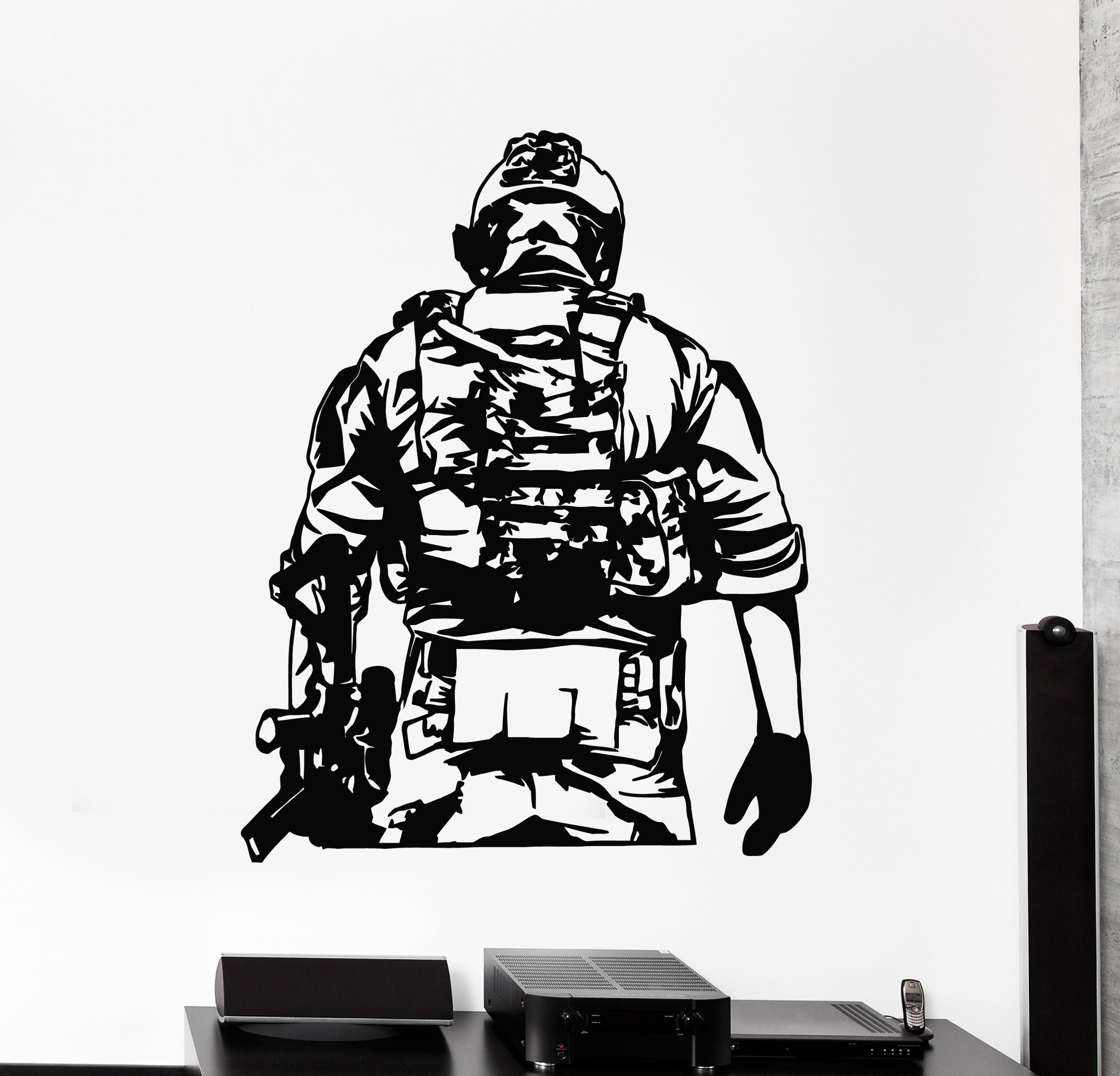 Vinyl Wall Decal Military Soldier Warrior Patriotic Interior Stickers ...