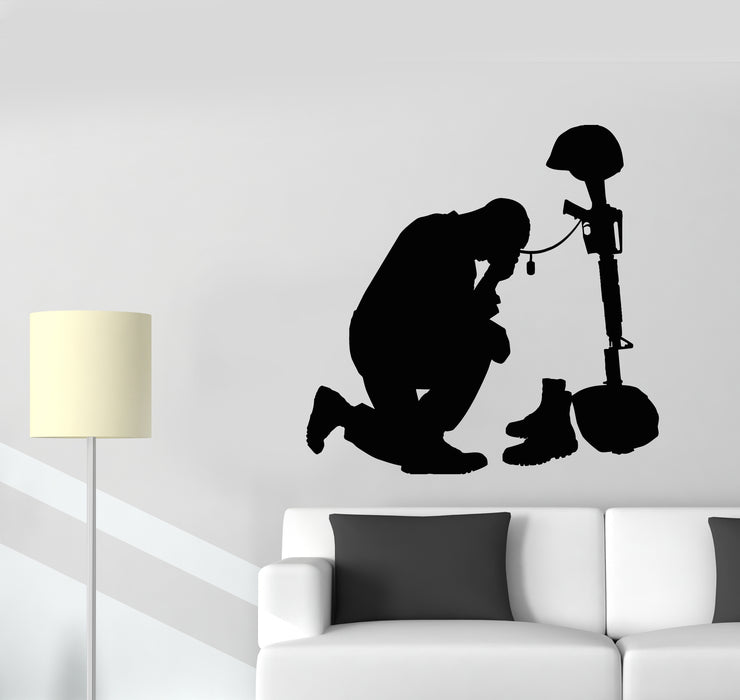 Vinyl Wall Decal Warrior Fallen Soldiers Silhouette Military Decor Stickers Mural (g5524)
