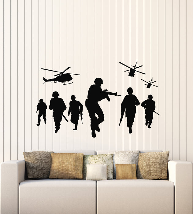 Vinyl Wall Decal  War Soldiers Helicopter MIlitary Army Air Force Stickers Mural (g5595)