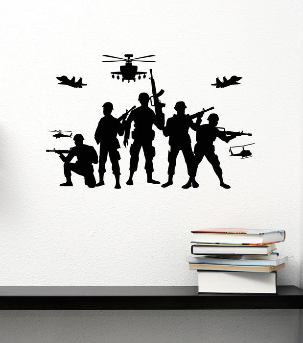 Military Wall Vinyl Decal Gun Helicopter Airplane Stickers Mural (k274)