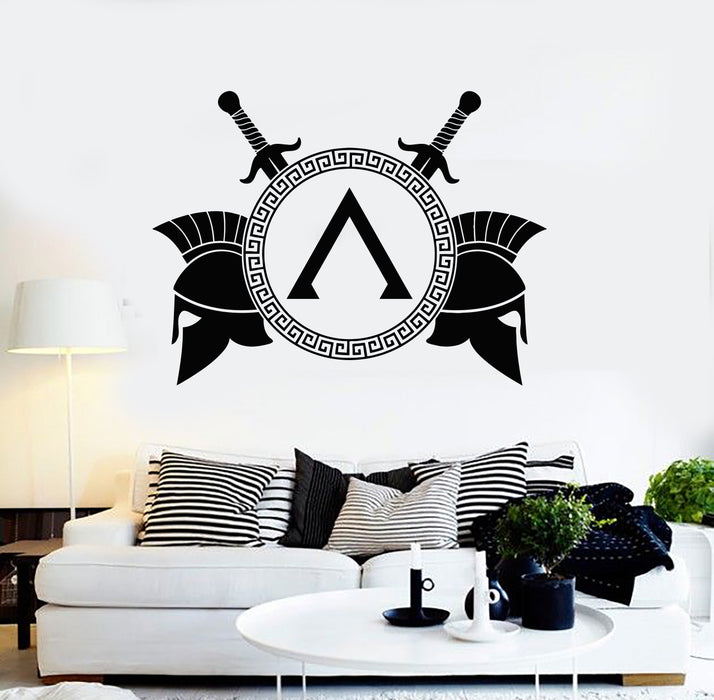 Vinyl Wall Decal Ancient Greece Spartan Shield Warriors Military Stickers Mural (g4978)
