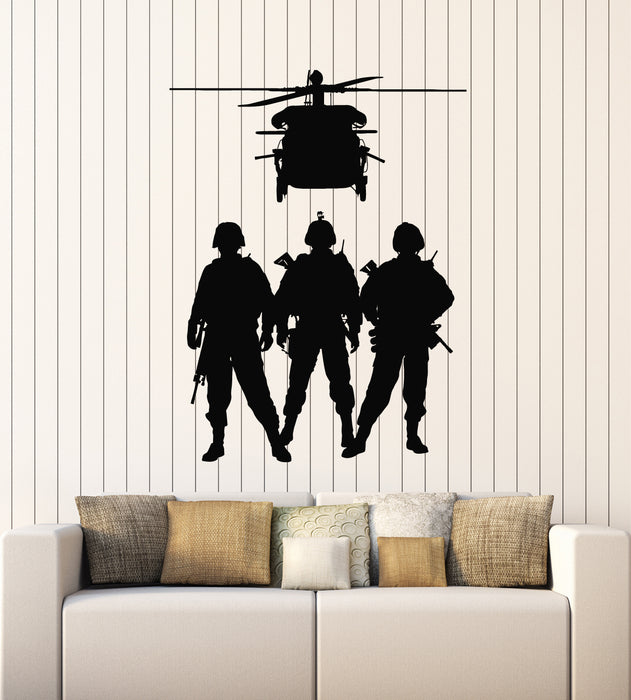 Vinyl Wall Decal Soldiers Helicopters Military Decor Patriot Stickers Mural (g7847)