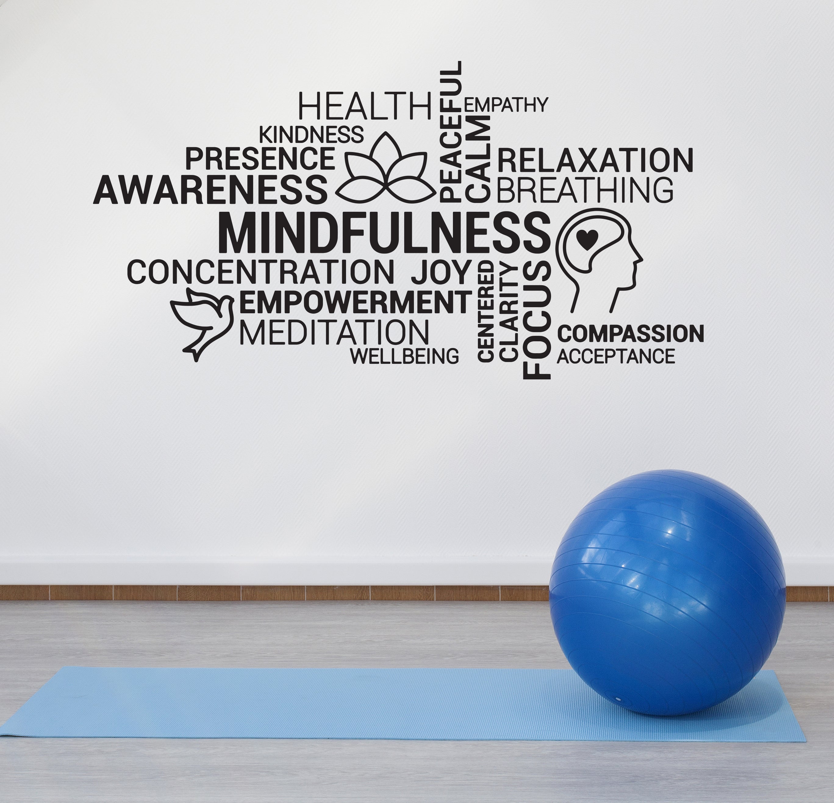 Mindfullness Sticker Vinyl Wall Decal Mindfulness Meditation Yoga Zen Relaxation Stickers M ...