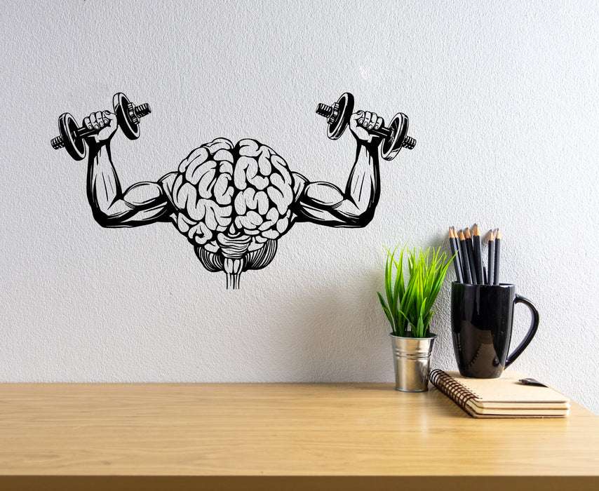 Vinyl Wall Decal Mind Brain Training Barbell Workplace Stickers Mural (g6054)