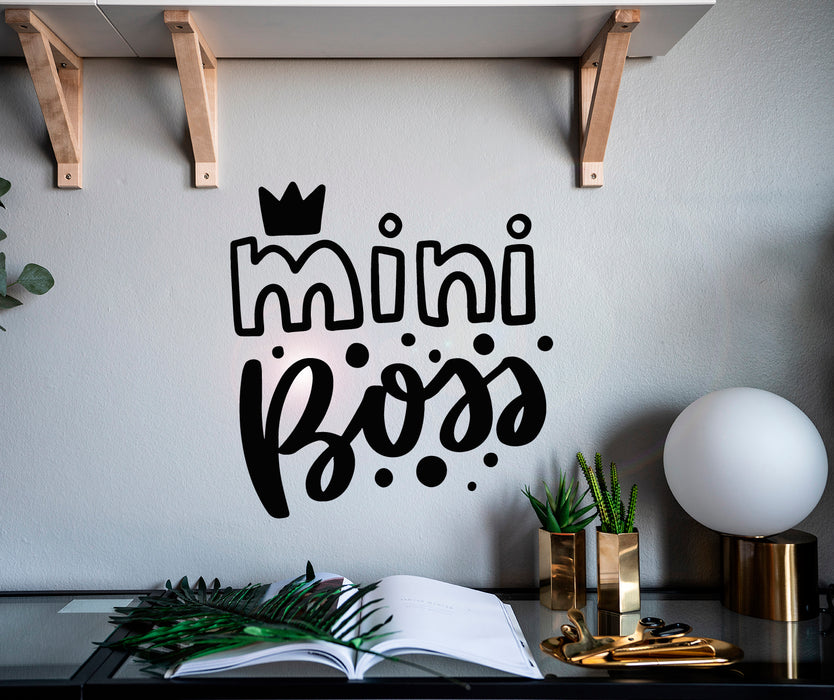 Autocollant mural en vinyle avec mots Mini Boss pour chambre d'enfant 22,5 po x 21,5 po gz093