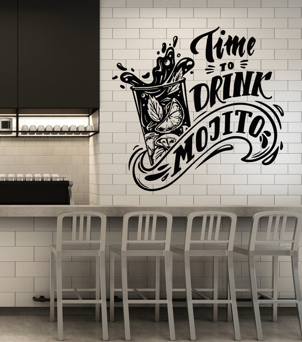 Vinyl Wall Decal Bar Cocktail Alcohol Time To Drink Mojito Stickers Mural (g5914)