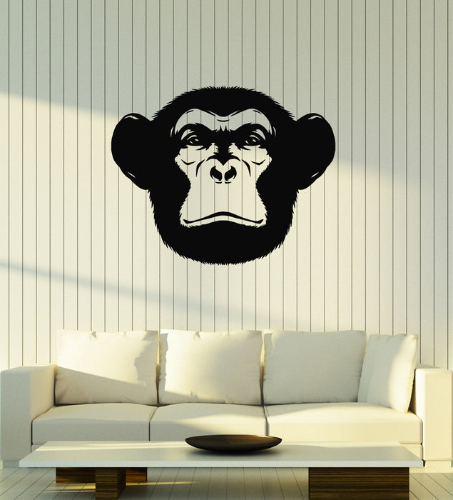 Vinyl Wall Decal Animal Head Mammal Monkey Chimpanzee Stickers Mural (g3761)