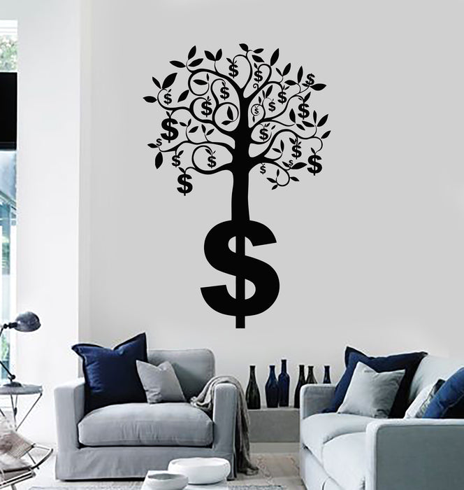 Виниловая наклейка на стену Денежное дерево Ветка Доллары Символ Богатства Наклейки Фреска (g1992)