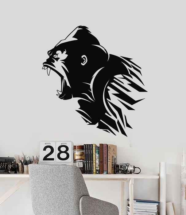 Vinyl Wall Decal Angry Gorilla Head Animal Zoo Teen Room Stickers Mural (g1228)