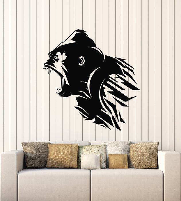 Vinyl Wall Decal Angry Gorilla Head Animal Zoo Teen Room Stickers Mural (g1228)