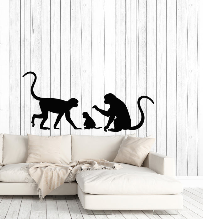 Vinyl Wall Decal Monkey Family Nursery Animals Child Room Stickers Mural (g4688)
