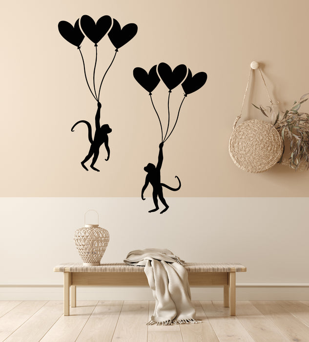 Vinyl Wall Decal Balloons Funny Monkey Nursery Animals Baby Room Stickers Mural (g6625)