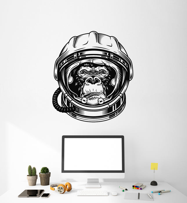 Vinyl Wall Decal Gorilla Cosmonaut Monkey Head Space Stickers Mural (g4480)