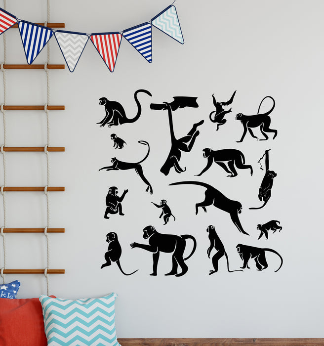 Vinyl Wall Decal Monkey Animals Collection Zoo Child Room Nursery Stickers Mural (g6204)